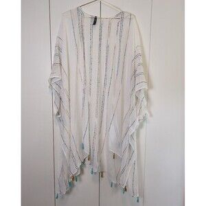 Torrid Women's Ivory & Rainbow Stripe Fringe Ruana Size One size OS